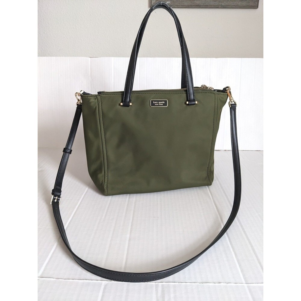 Kate Spade Shoulder Crossbody bag Olive Green With Black Handles & Gold Accents